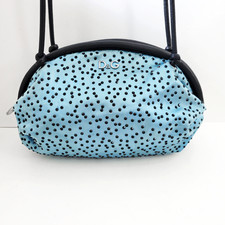 Dolce Gabbana D&G Blue Satin Diana Shoulder Bag With Black Rhinestones