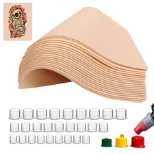 320PCS Tattoo Practice Kit - Fake Skin and Ink Caps Set 415F-20+300, Beige 
