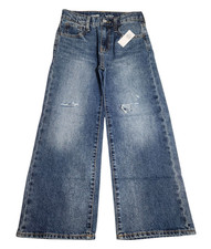 Old Navy Girls 8 High-Rise Baggy Wide Leg Jeans Denim 5 Pocket Medium Wash