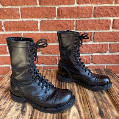 HH Brand VTG Black Leather Jump Boots Mens 6 D Made in USA Cap Toe