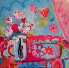 Abstract Art Spring Blooms Blank Greeting Card Jane Faires