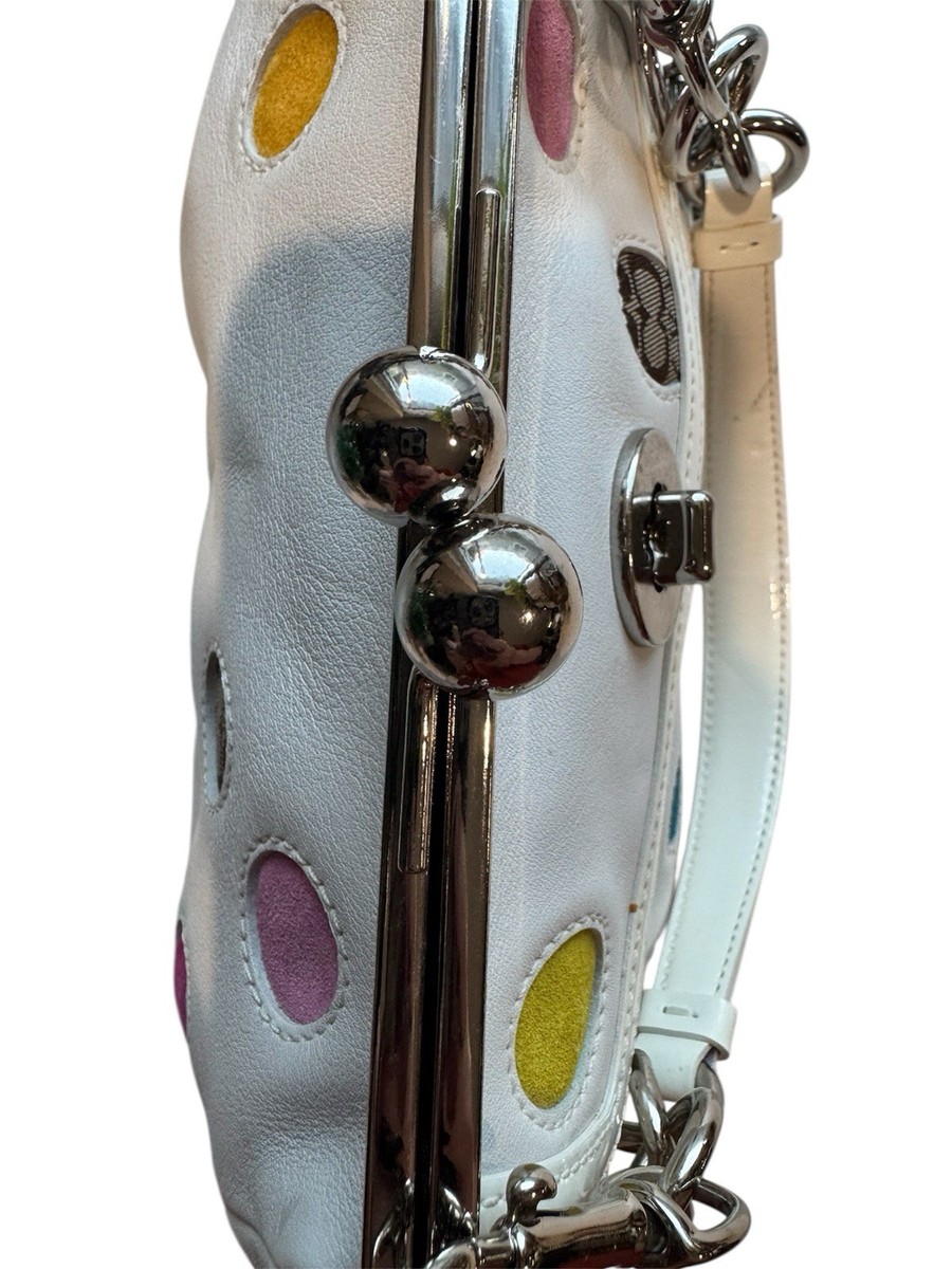 Coach 3679 Polka Dot Kisslock Frame Satchel Bag Multi Color