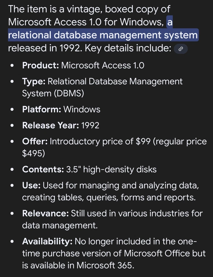Microsoft Access v1.00 DBMS Software Windows 3.5 SEALED - Image 2 of 4