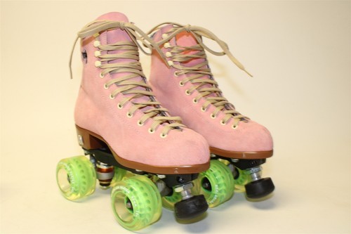 Riedell NEW Moxi Womens 5 M USA Made Pink Suede Outdoor 65mm Quad Roller Skates - Picture 2 of 24