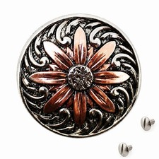 Set of 4 Conchos Western Saddle Tack 1-1/4" Engraved Copper Floral Co564