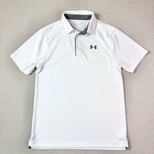 Under Armour Mens Tech Polo Shirt Loose Fit SMALL White
