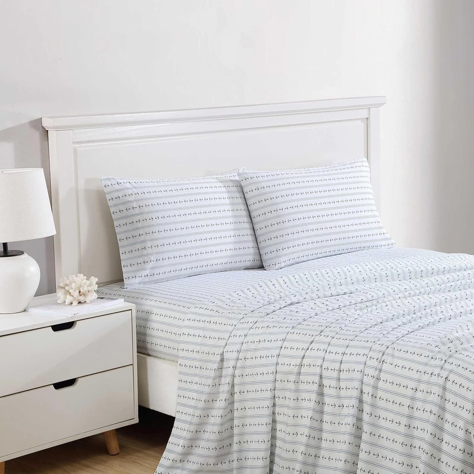 Nautica - 床单,棉 Percale 床上用品套装带配套枕套,脆 — 第 2/4 张图片