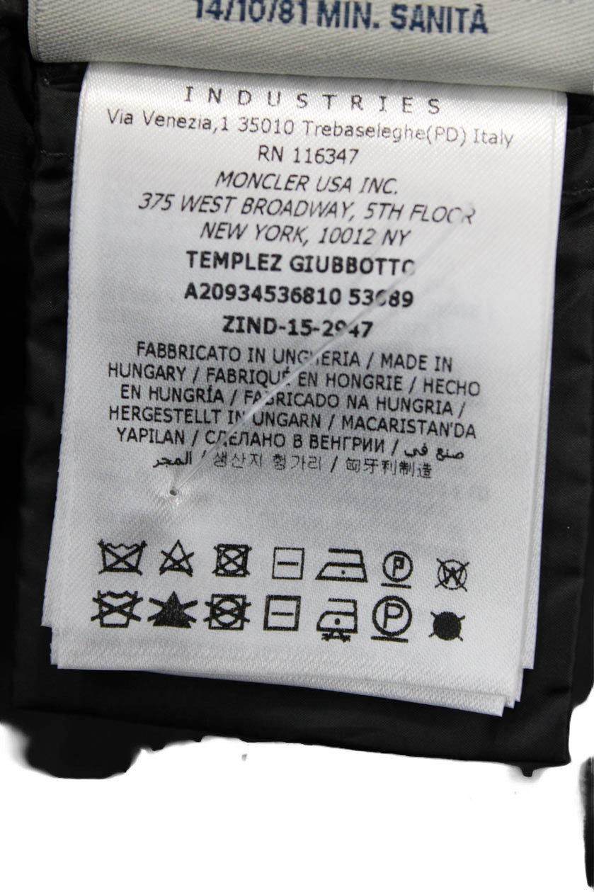 Moncler Womens Puffer Quilted Jacket Black High Neck Zip Long Sleeve Size 1 thumbnail 12