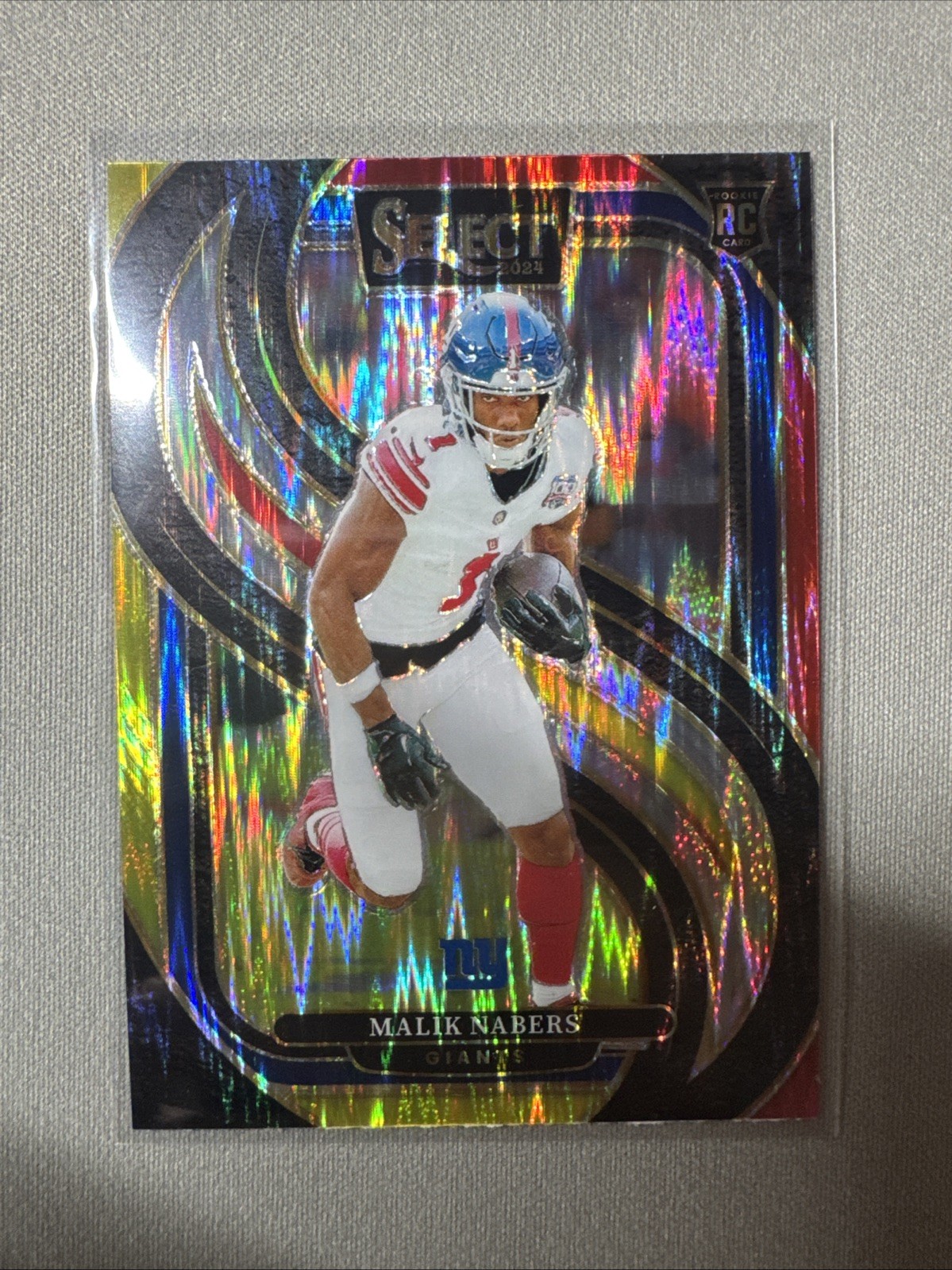 2024 Panini Select - Premier Level Malik Nabers #116 Red & Yellow Shock Prizm...