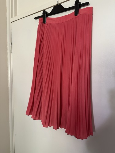 Ladies Pink Coral Pleated Skirt Size 10 Jaeger Lined Side Zip Tvb - Picture 3 of 7