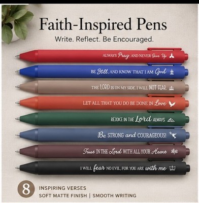 8er Pack Inspirierende Bibelversstifte|Bibelvers Kugelschreiber|Religiöses Geschenk