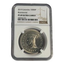 2019 Colombia 10000 Pesos Proof Coin NGC PF69 Ultra Cameo Commemorative Coin 8A