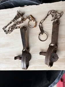 (2) VINTAGE ONEIDA VICTOR - LONG SPRING ANIMAL TRAP - Victor stamped on the jaws