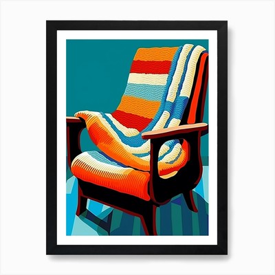Gehäkeltes Esszimmer Retro Illustrat gerahmtes Wandbild Poster Leinwanddruck Bild