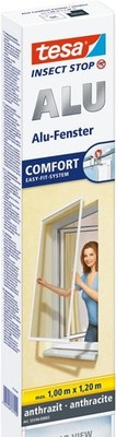 tesa Insect Stop ALU COMFORT Fliegengitter für Fenster 100 x 120cm anthrazit