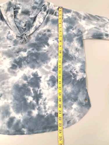 Women Calvin Klein Perform Tie-Dye Blue Long Sleeve Tshirt w/drawstring Collar L - Picture 7 of 10