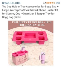 Top Cup Holder Tray Accessories for Bogg Bag X-Large  Stanley Organizer Pink