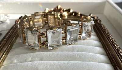 Vintage Swarovski Crystal Bracelet Gold Tone