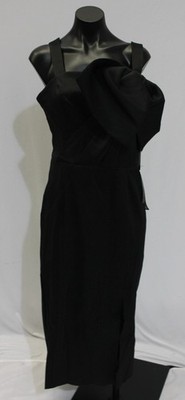 White Tie by Shani Women's Bow-Trim Satin Midi Dress CD4 Black Size 12 NWT
