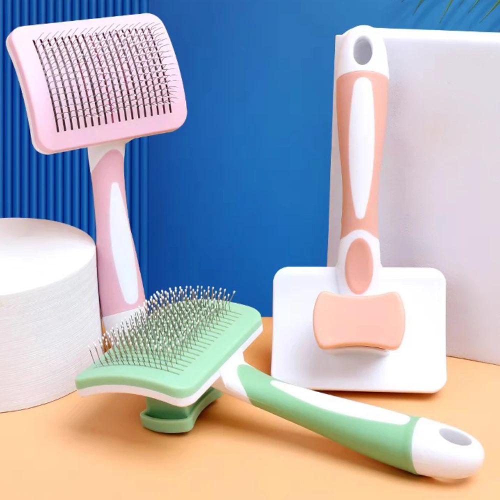 Self-Cleaning Slicker Brush for Dogs & Cats, Gentle Hair Remover for Pets