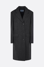 PRADA $6100 Single-Breasted Double Wool Coat Slate Gray New & Authentic
