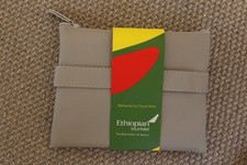 NEW Ethiopian Airline Business Class Amenity Toiletry pouch Kit grey Leather