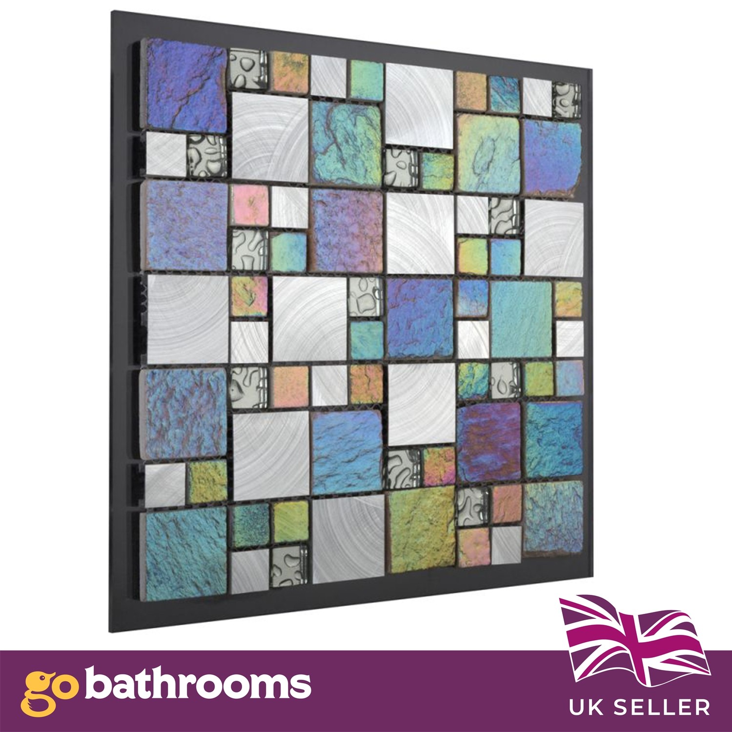 Metallic Mosaic Tile Glass Stone Bathroom Kitchen Splashback Mesh Tile 30x30cm