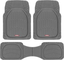 Motor Trend Heavy Duty Gray Rubber Car Mats Full Set - Universal Trim-to-Fit A