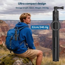 71" Waterproof Telescopic Selfie Stick w/ Tripod Stand Hand Grip GoPro Magnetic