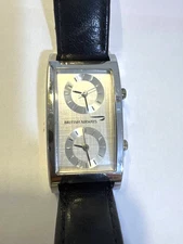 British Airways Watch Dual Time Zone Rectangular Silver Quartz