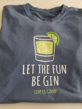 Life Is Good Crusher Tee Men L Let The Fun Begin Navy Blue Casual Graphic