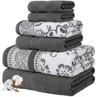 Modern Threads 6 Piece Set, 2 Bath Towels, 2 Hand Towels, 2 Washcloths Yarn Dyed