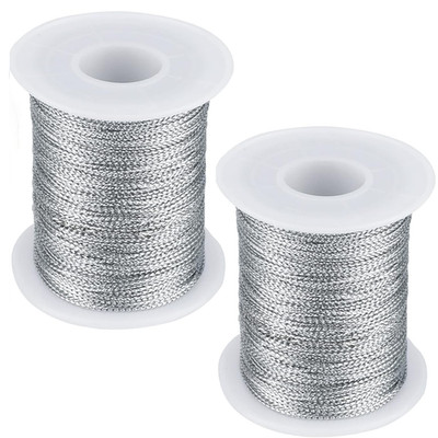 G2Plus 200m Silber Metallic Schnur 1mm Kordel Bindfaden DIY Bastelschnur Deko