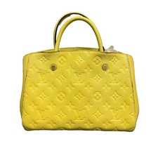 Authentic Louis Vuitton Montaigne BB Bag in Yellow Leather AG Certified