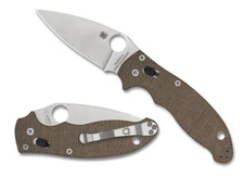 SPYDERCO Manix 2 Brown Canvas Micarta CPM CRU-WEAR, Plain Edge, C101MPCW2