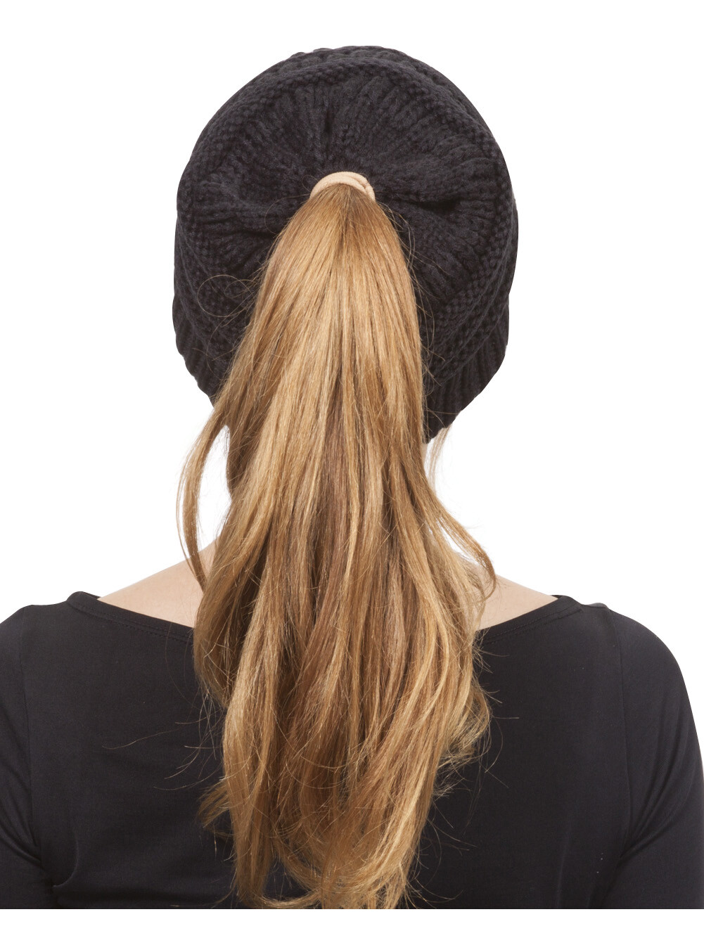 PONY Berretto in maglia coda di cavallo fili a gravità