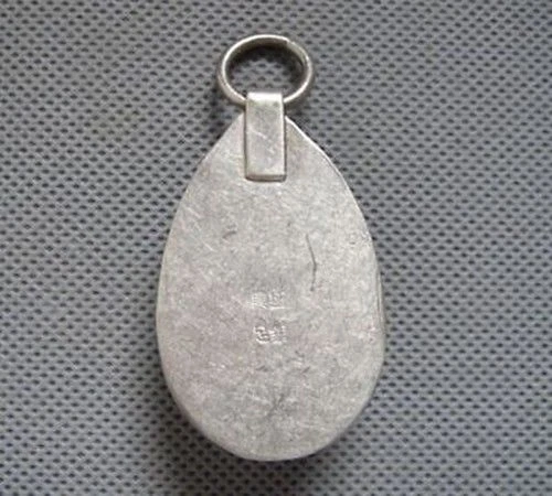 1X Rare Antique Chinese Silver Enamel Mosaic Jade Pendant Jewelry Gift USA - Picture 6 of 9