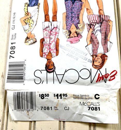 7081 McCalls Pattern anni '90 gilet/t-shirt/pantaloni/pantaloncini set taglia 10 12 14 - Foto 3 di 5