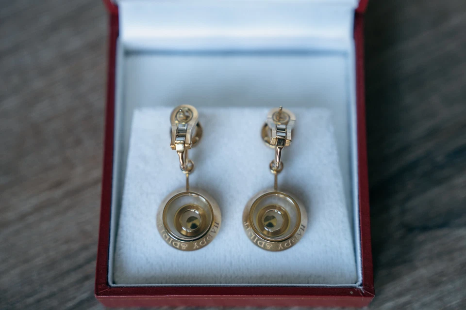 Pendientes colgantes Chopard oro diamante colección Happy Spirit auténticos con papeleo Foto 4 de 4