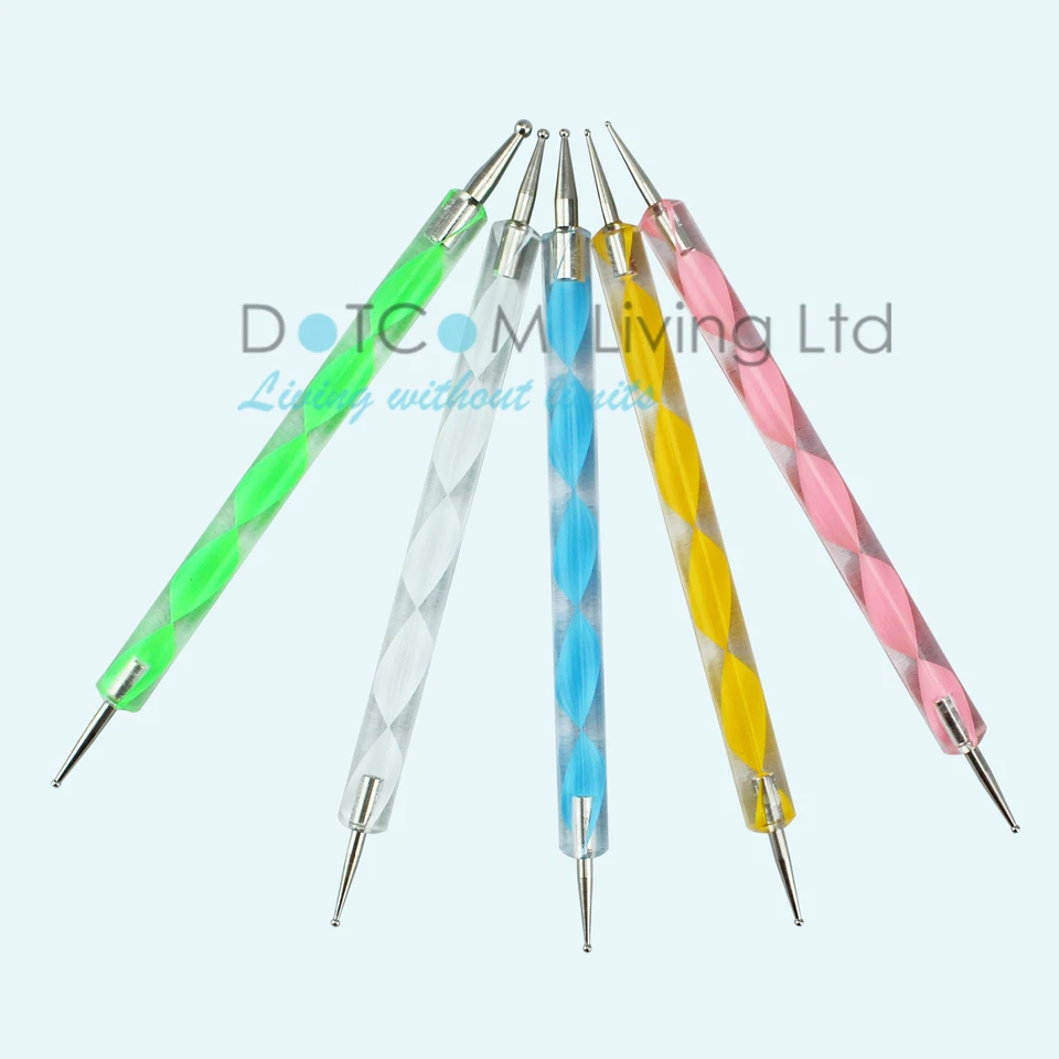 Arte en uñas bolígrafo de puntos cristal marmoleado kit de herramientas conjunto pintura manicura 2 vías X5 Foto 3 de 4