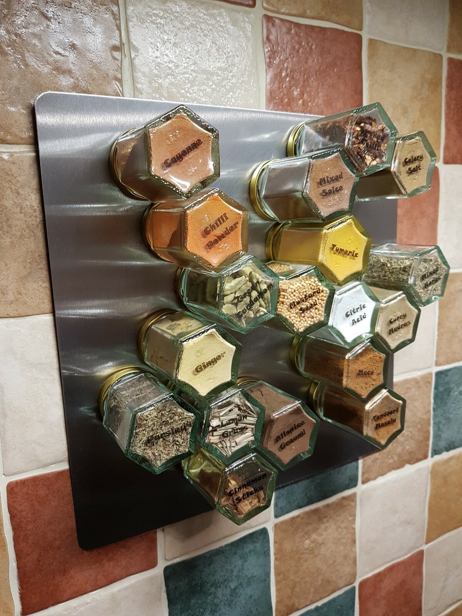 MAGNETIC wall-mounted spice rack 18 airtight Ideal for a small 