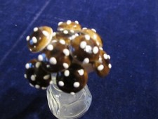 Vintage 12pc Brown Polka Dot 5/8" Mushroom Spun Cotton Millinery Craft Lot Y19b