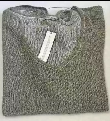 TREND UK GOLD BLOUSE Silver Sparkle knit HOLIDAY top size US 16/18 V Neck NWT