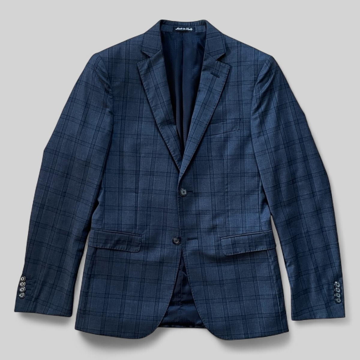 Pal Zileri Lab Men's Grey Plaid Wool Lined Slim Blazer