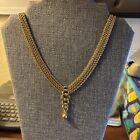 Classy Vintage 1980's Monet Gold Tone 4 Chain pendant Necklace