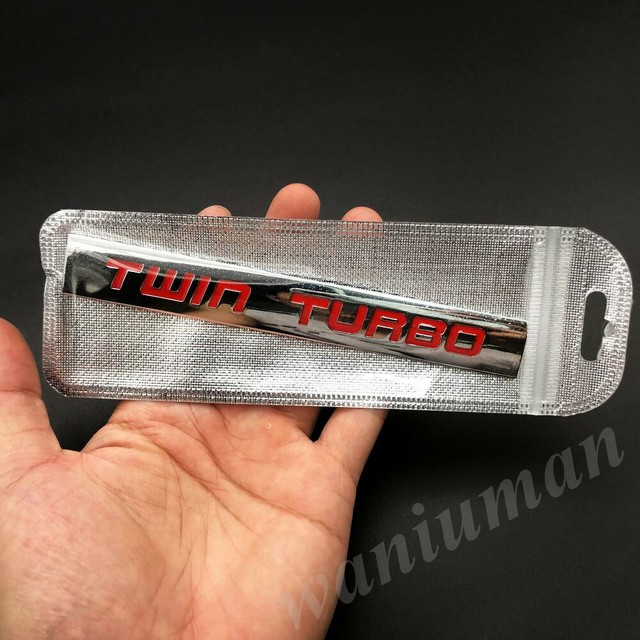 Metal Chrome Red Twin Turbo Engine Car Emblem Badge Decals Sticker 3.5 ...