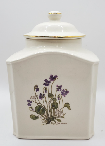 Vintage Mason's Ironstone Tea Jar Canister Made In England Purple Flowers - Picture 2 of 11