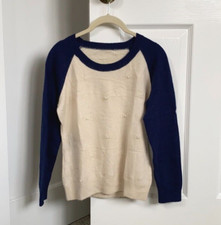 soft wool cashmere blended contrast color sweater XS