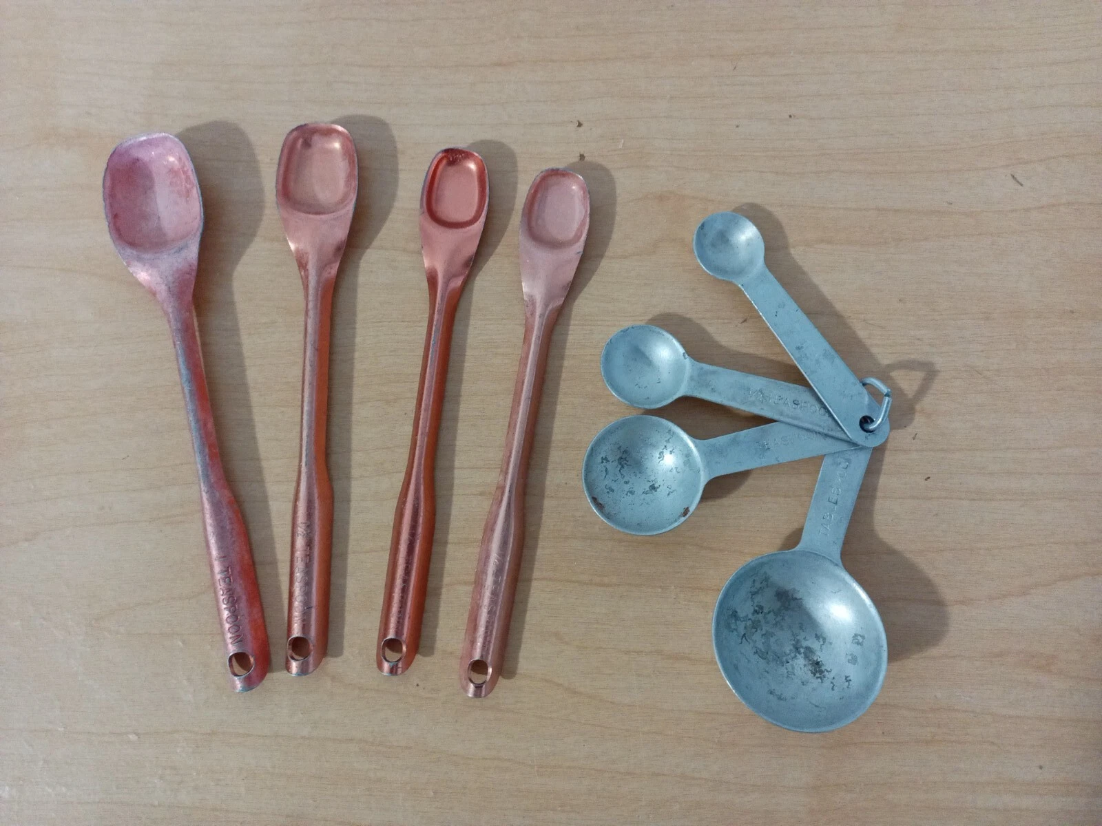 Vintage Lot of Gold & Silver Colored Aluminum Kitchen Measuring Spoons