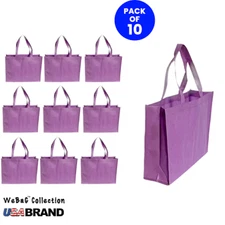 10 Non-Woven Shopping Bags Eco Friendly Reusable Gift Promotional Bag In Purple